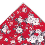 pañuelo bolsillo algodon rojo flores