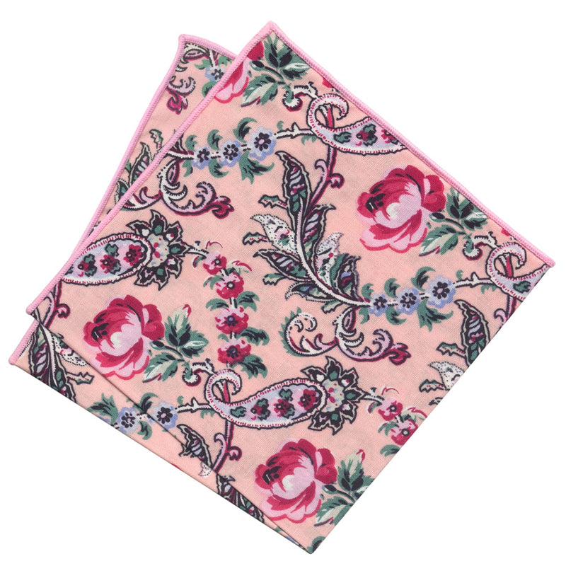 pañuelo bolsillo algodon rosa flores