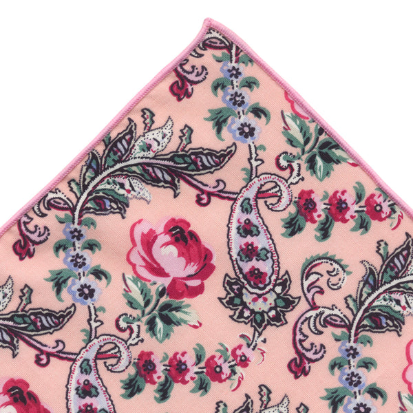 pañuelo bolsillo algodon rosa flores