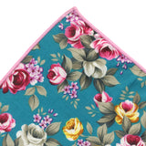 pañuelo bolsillo algodon azul turquesa flores