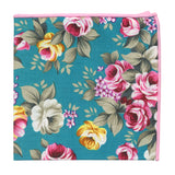pañuelo bolsillo algodon azul turquesa flores