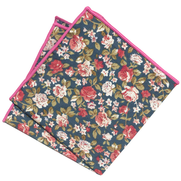 pañuelo bolsillo algodon verde flores