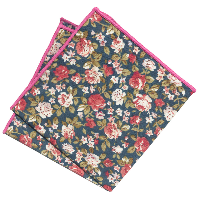 pañuelo bolsillo algodon verde flores
