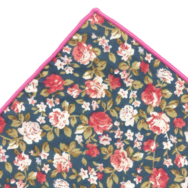 pañuelo bolsillo algodon verde flores