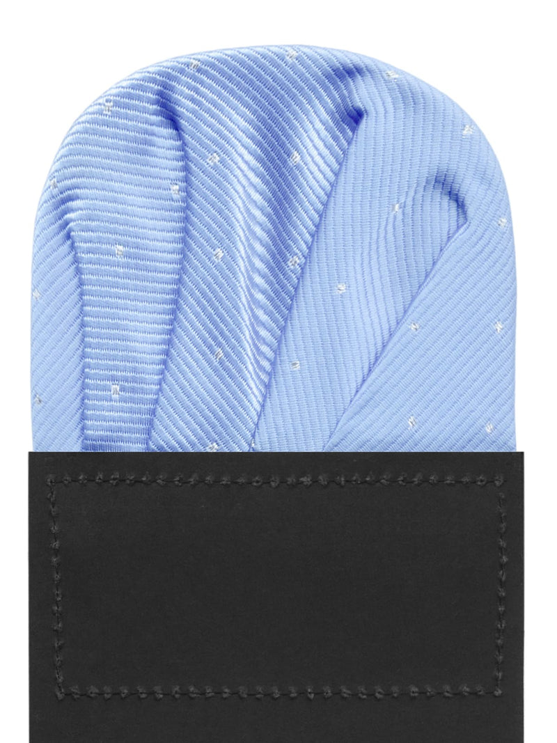 carton pañuelo bolsillo azul celeste topitos plata