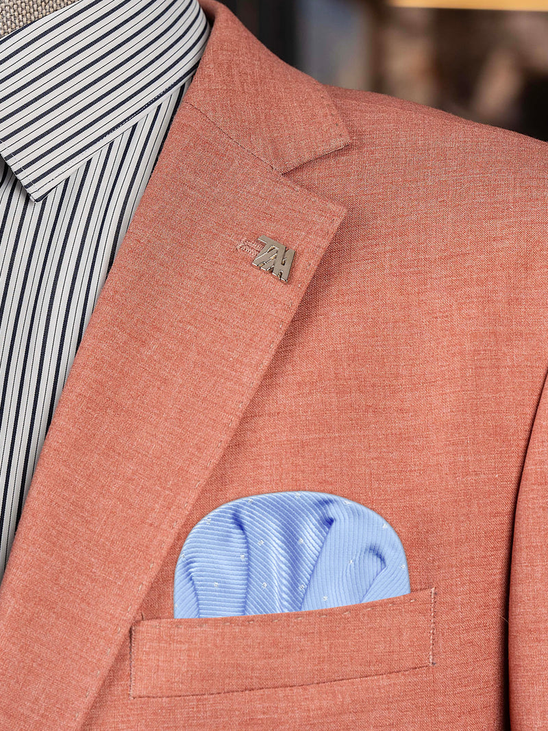 carton pañuelo bolsillo azul celeste topitos plata