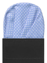 carton pañuelo de bolsillo azul claro topos blancos