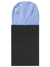 carton pañuelo de bolsillo azul claro topos blancos