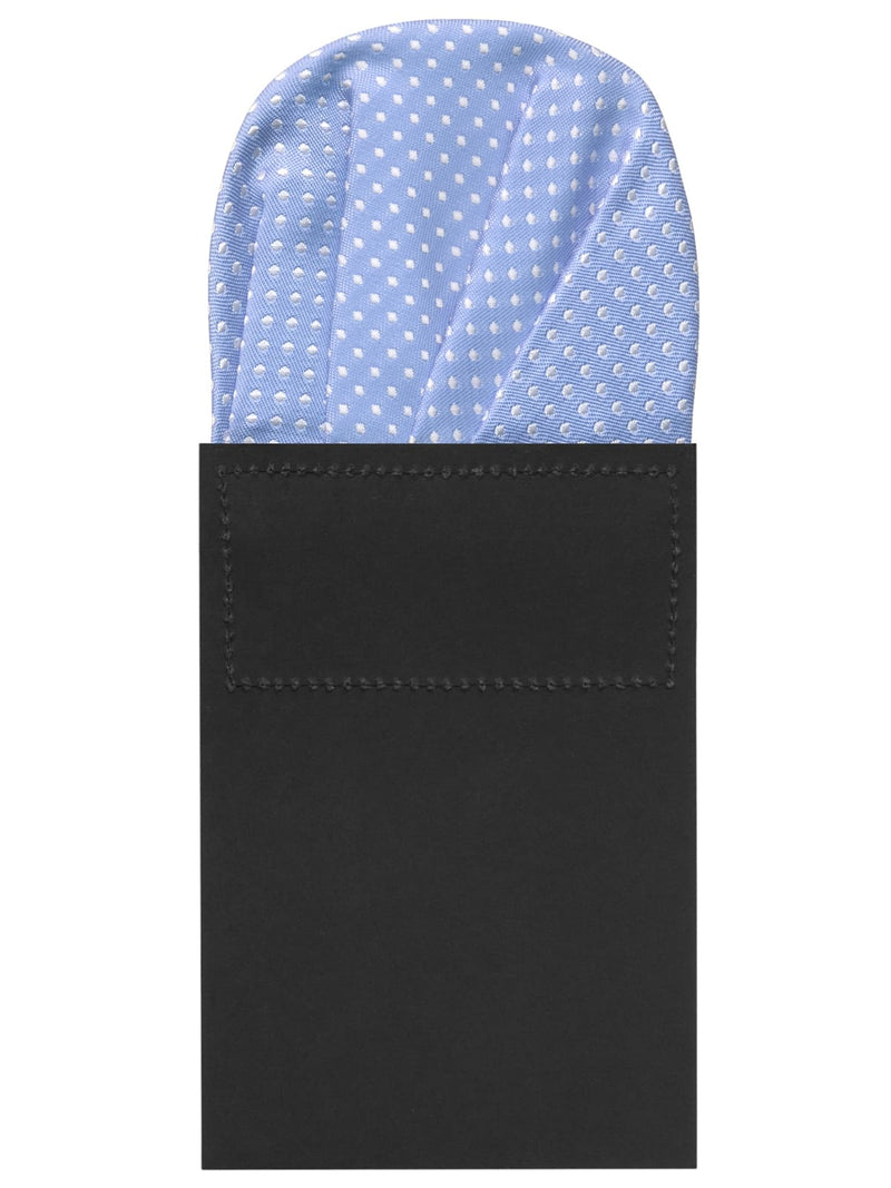 carton pañuelo de bolsillo azul claro topos blancos