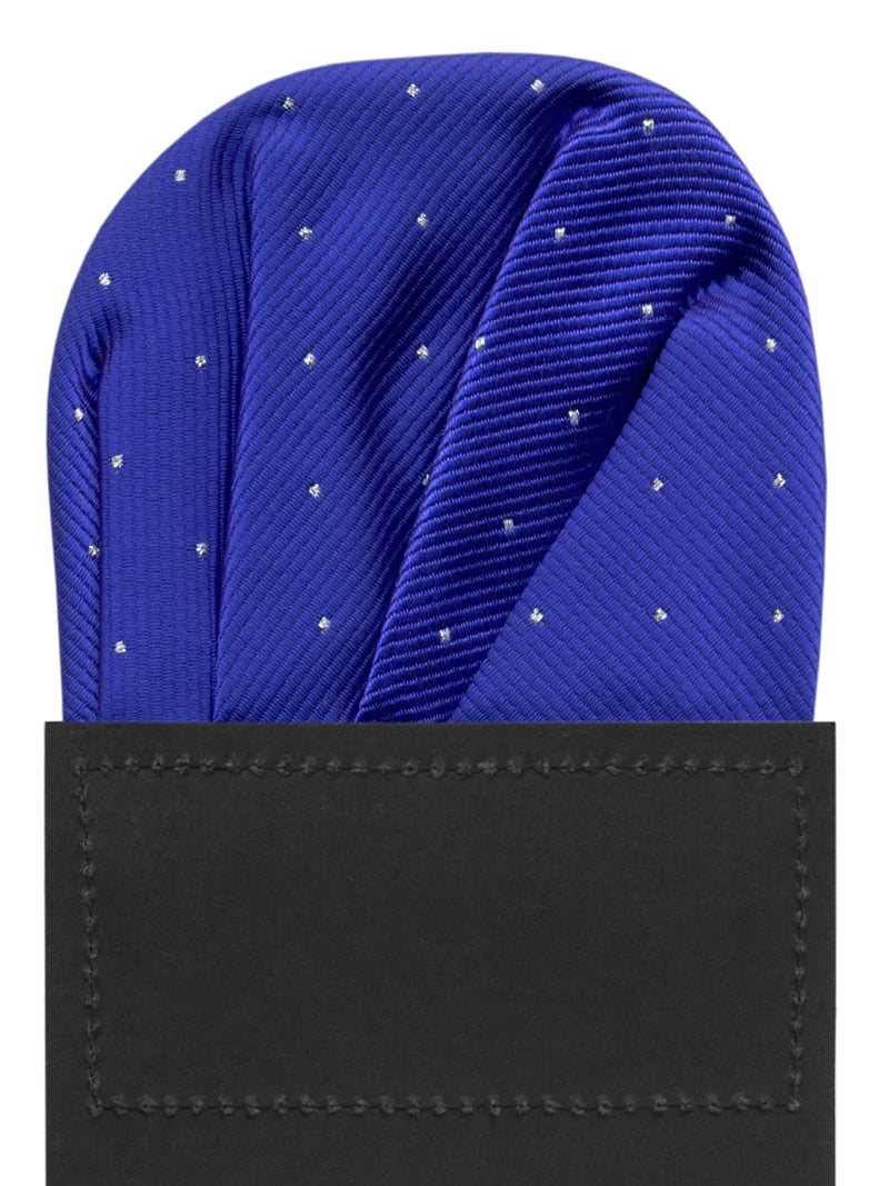 carton pañuelo bolsillo azul electrico topitos plata