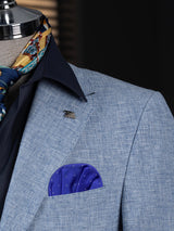 carton pañuelo bolsillo azul electrico topitos plata