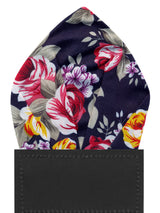 carton pañuelo bolsillo azul marino flores