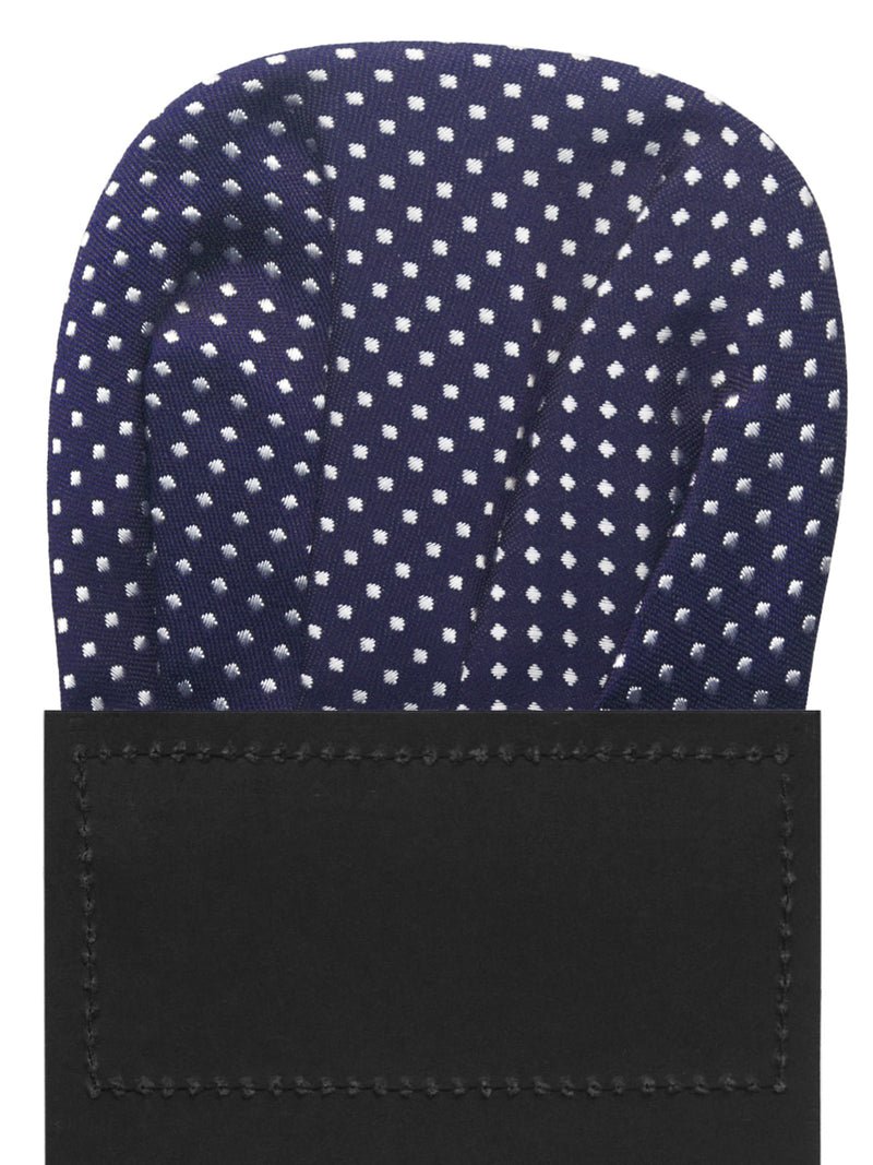 carton pañuelo de bolsillo azul marino topos  blancos