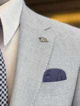 carton pañuelo de bolsillo azul marino topos  blancos