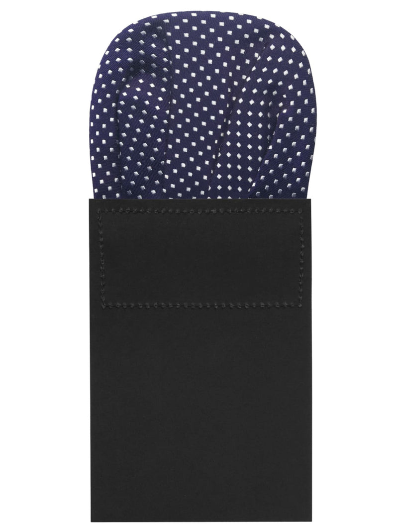carton pañuelo de bolsillo azul marino topos  blancos