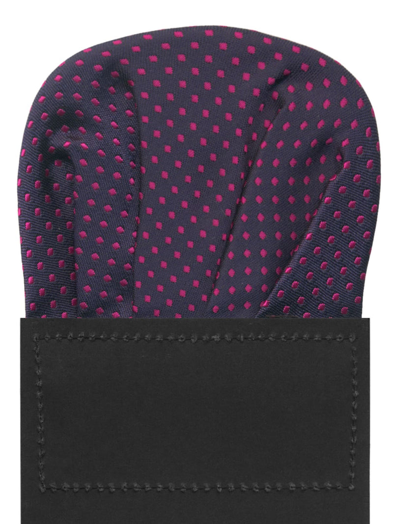 carton pañuelo de bolsillo azul marino topos  rosa fucsia 
