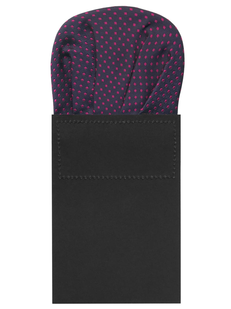 carton pañuelo de bolsillo azul marino topos  rosa fucsia 