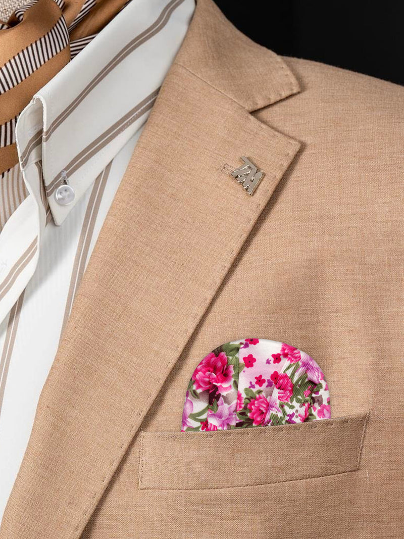 carton pañuelo bolsillo blanco flores