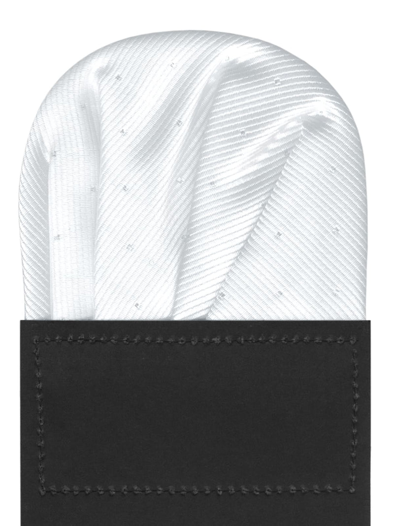 carton pañuelo bolsillo blanco topitos plata