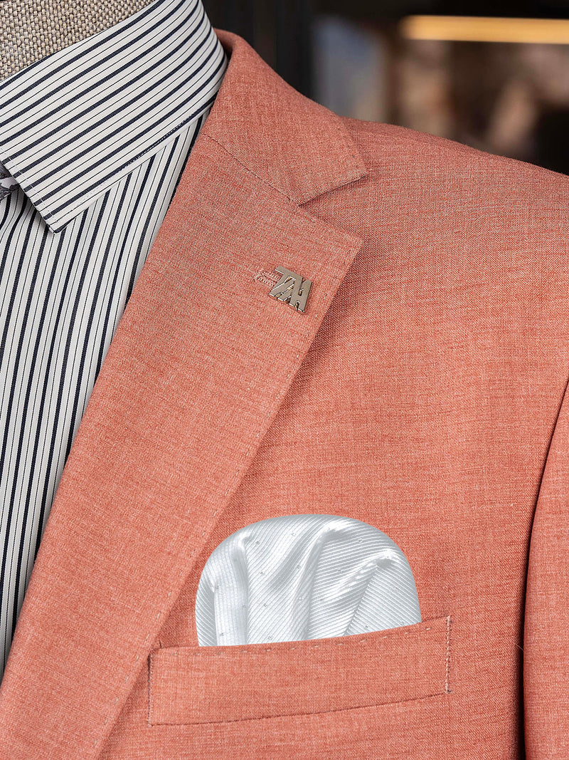 carton pañuelo bolsillo blanco topitos plata