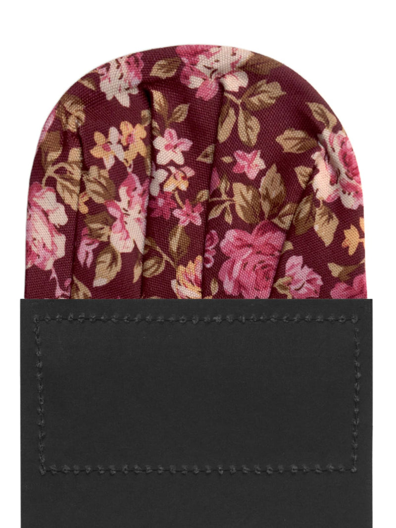 carton pañuelo bolsillo granate flores