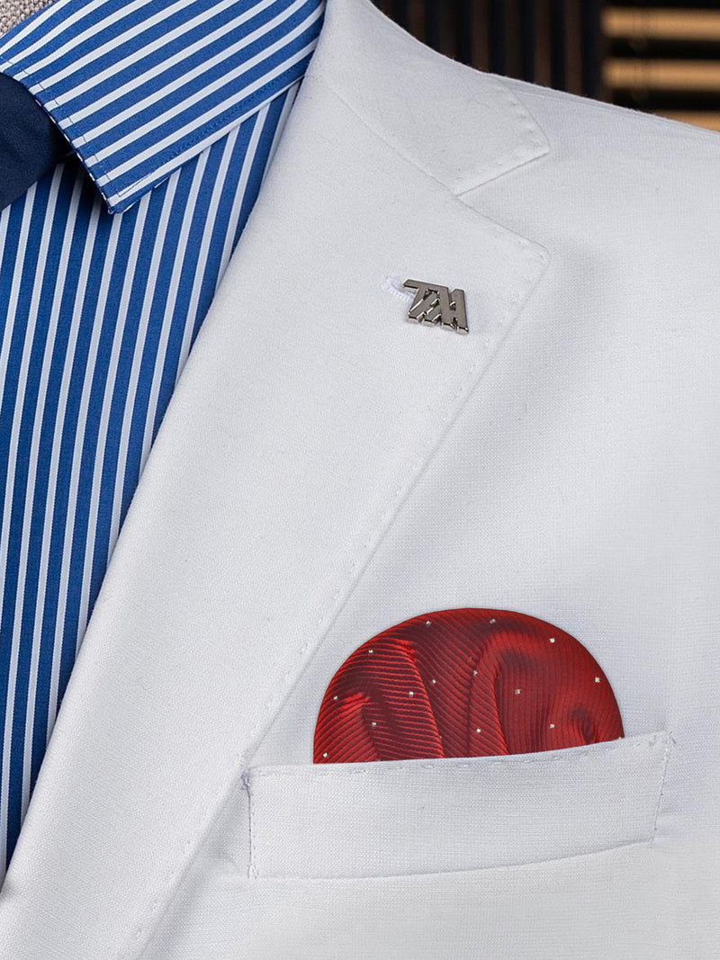 carton pañuelo bolsillo granate topitos plata