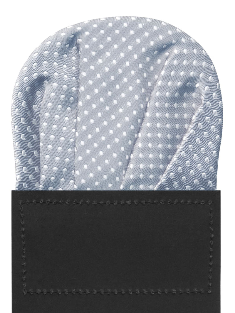 carton pañuelo de bolsillo gris topos blancos