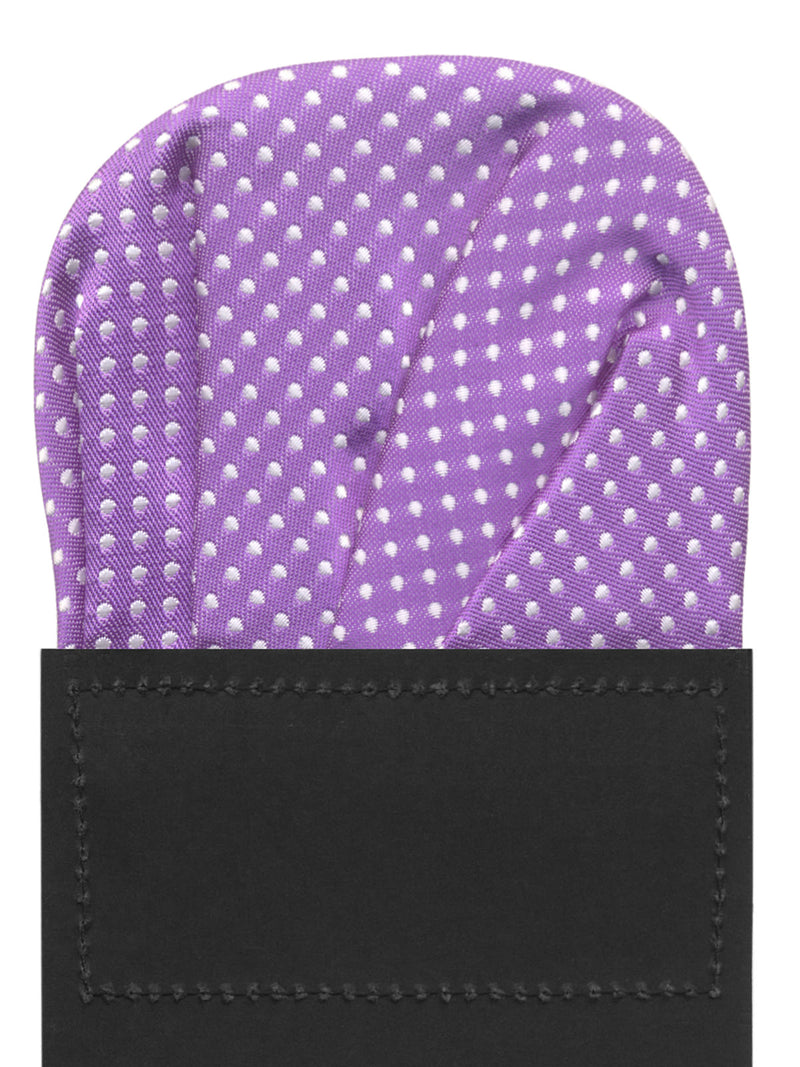 carton pañuelo de bolsillo morado topos blancos