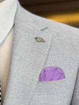 carton pañuelo de bolsillo morado topos blancos