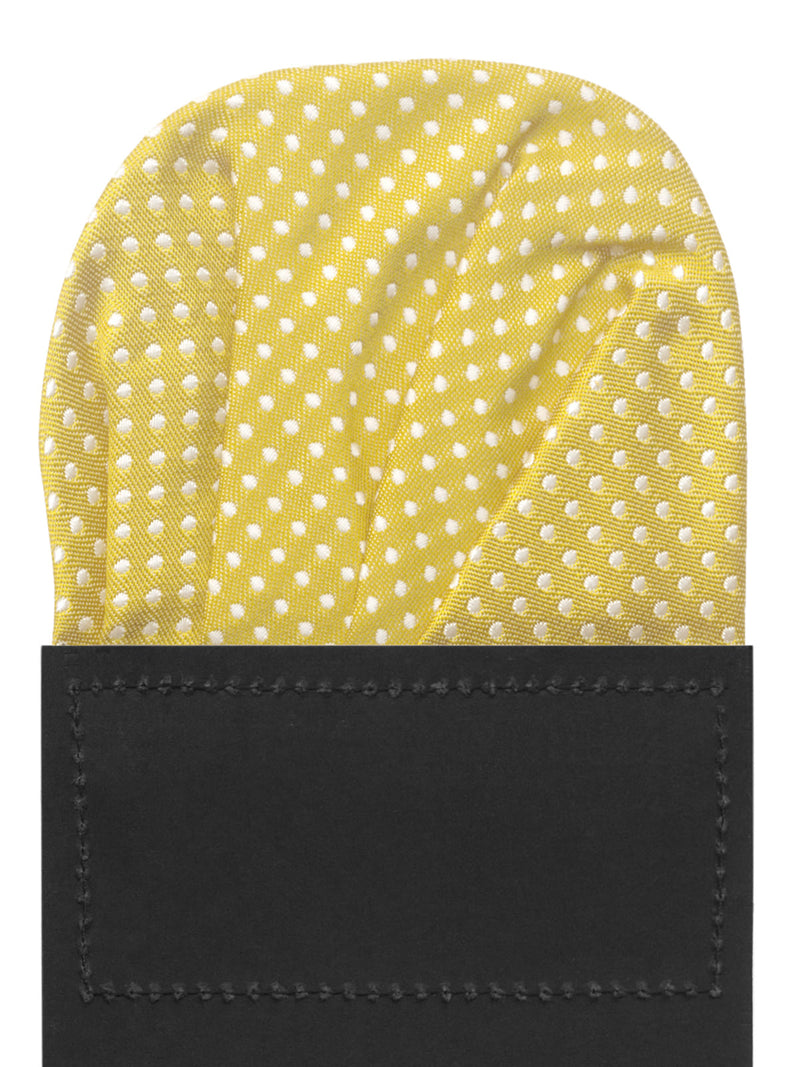 carton pañuelo de bolsillo mostaza topos blancos