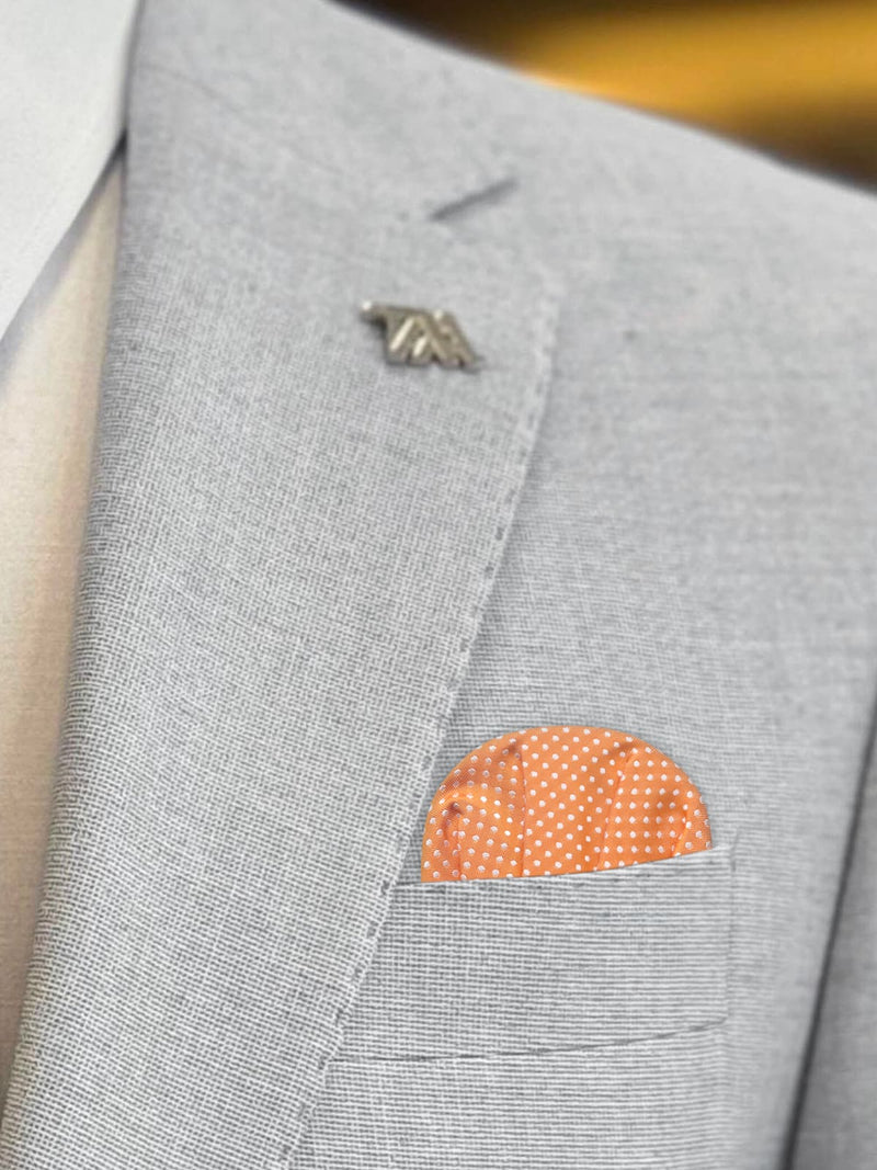 carton pañuelo de bolsillo naranja oscuro topos  blancos