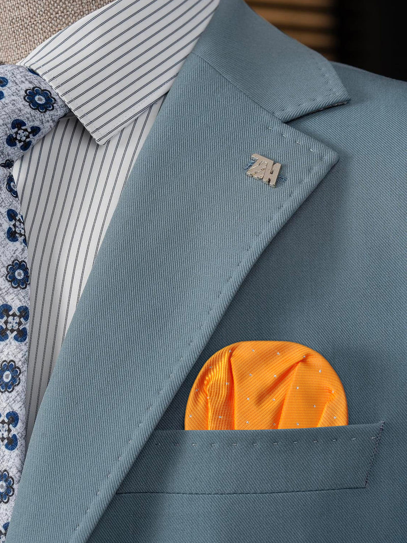 carton pañuelo bolsillo naranja topitos plata