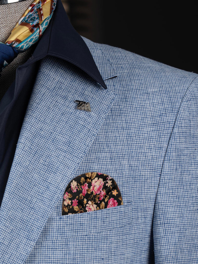 carton pañuelo bolsillo negro flores