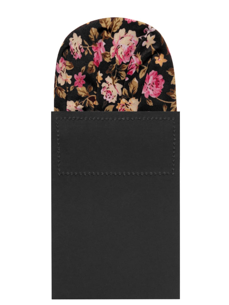 carton pañuelo bolsillo negro flores