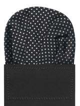 carton pañuelo de bolsillo negro topos blancos