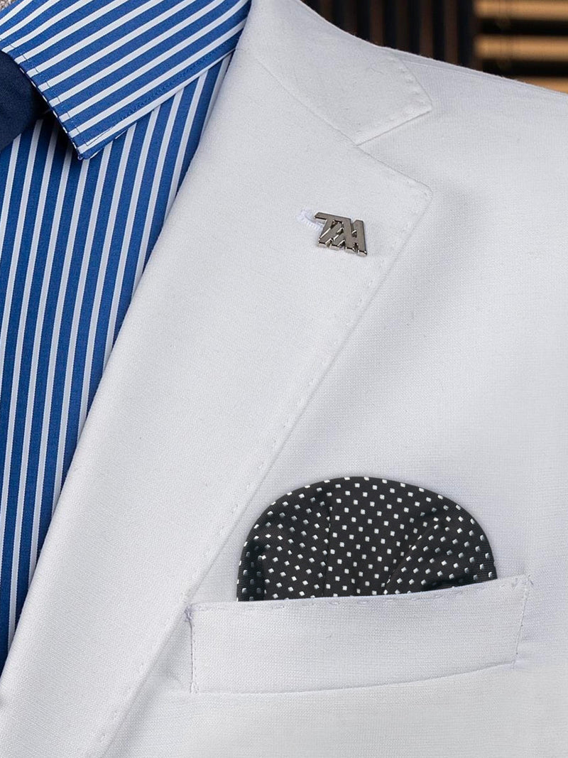 carton pañuelo de bolsillo negro topos blancos