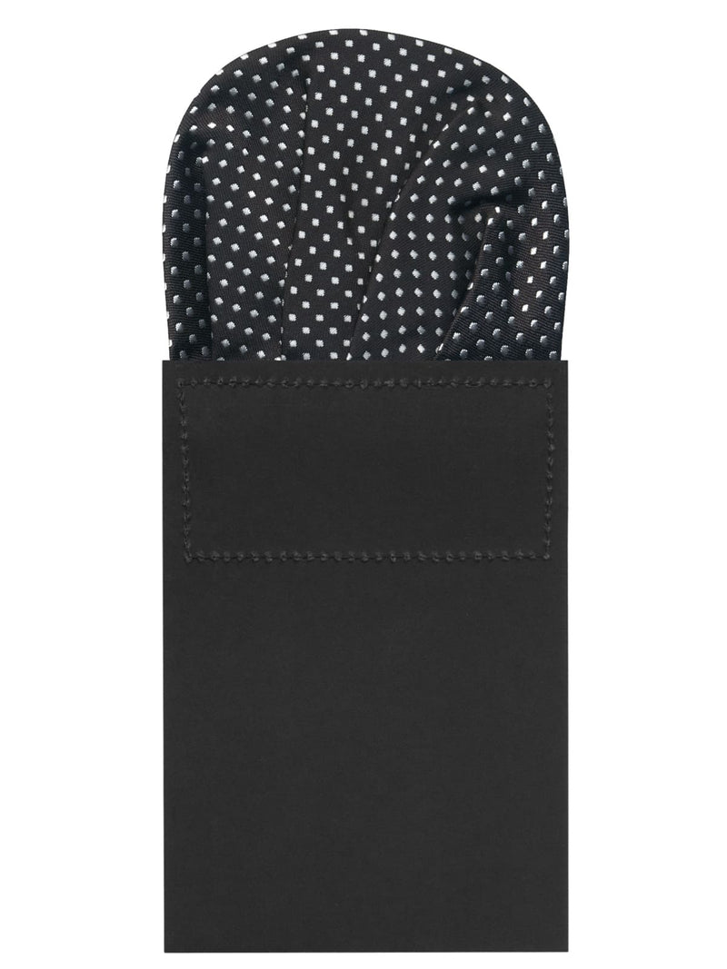 carton pañuelo de bolsillo negro topos blancos