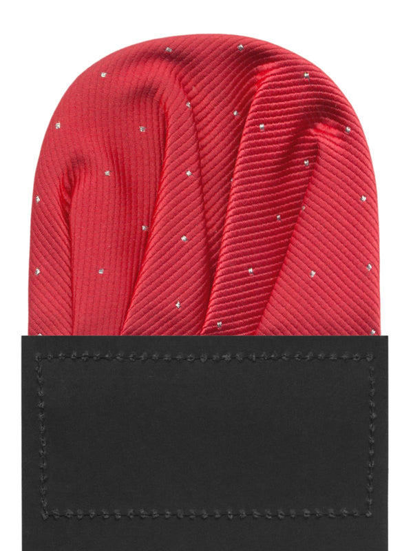 carton pañuelo bolsillo rojo topitos plata