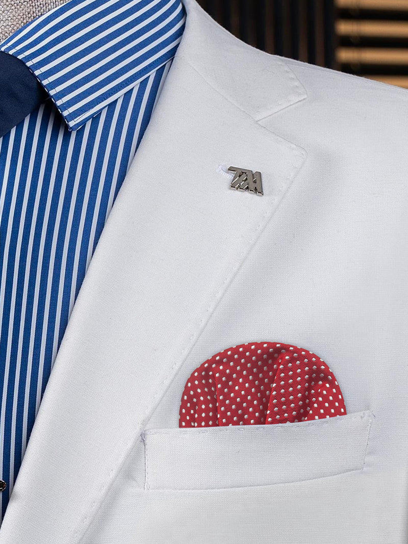 carton pañuelo de bolsillo rojo topos blancos