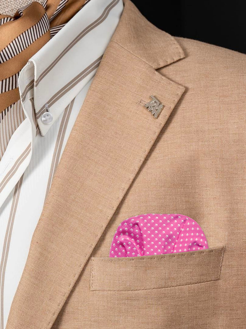 carton pañuelo de bolsillo rosa fucsia topos blancos