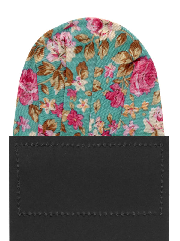 carton pañuelo bolsillo turquesa flores