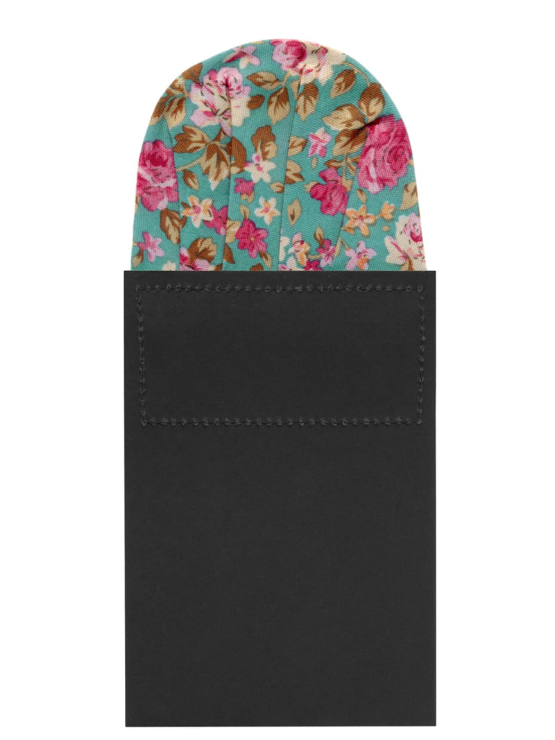 carton pañuelo bolsillo turquesa flores