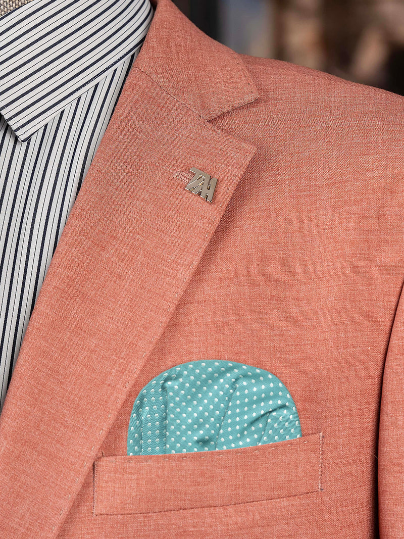 carton pañuelo de bolsillo turquesa topos  blancos