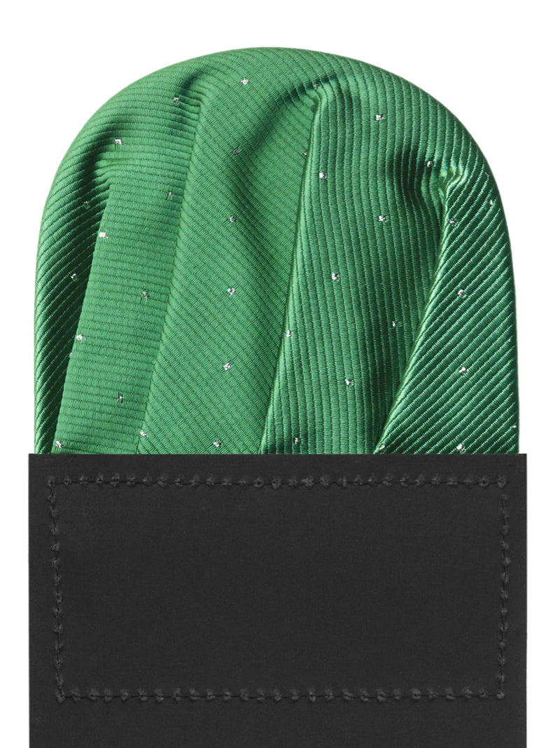 carton pañuelo bolsillo verde topitos plata