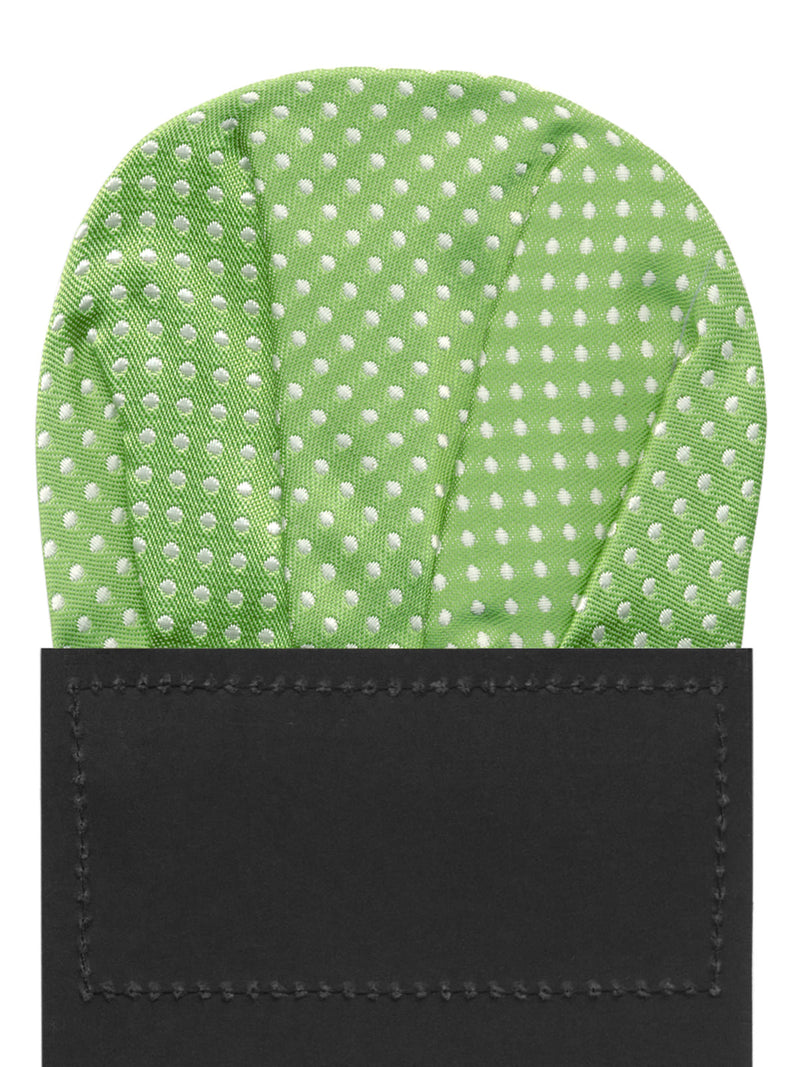 carton pañuelo de bolsillo verde topos blancos