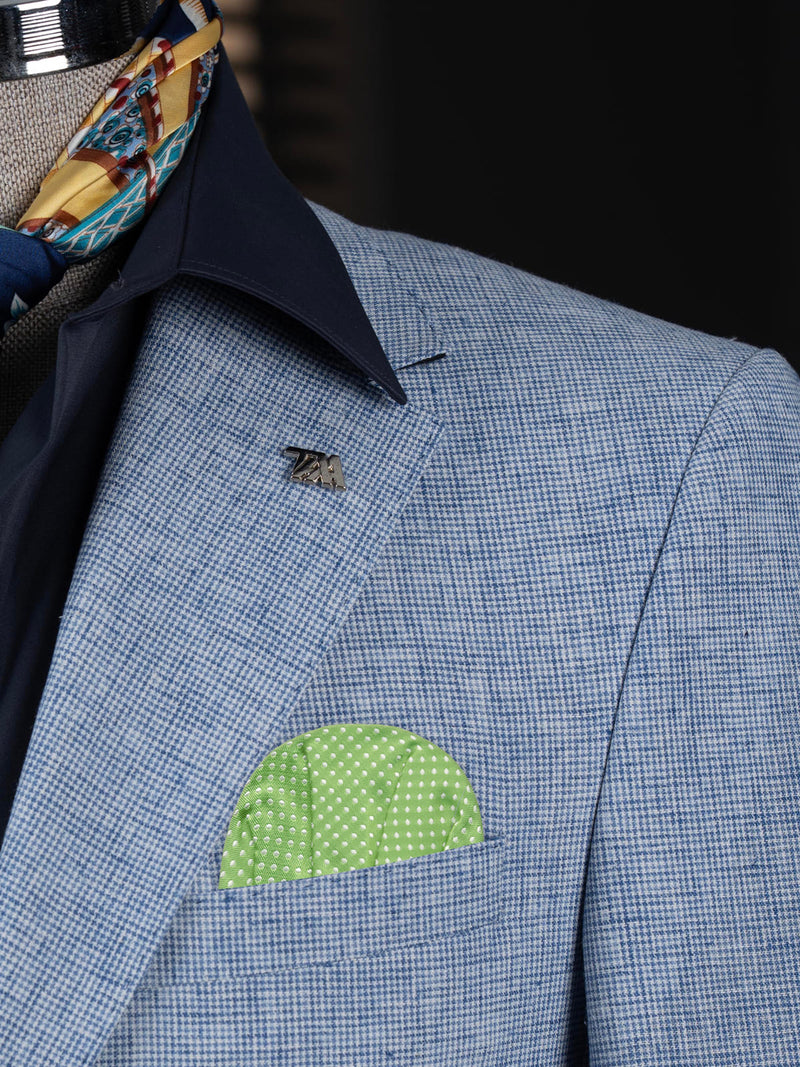 carton pañuelo de bolsillo verde topos blancos