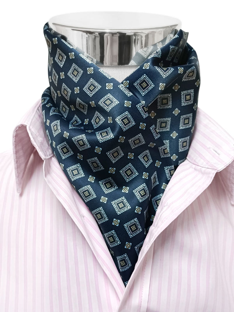 pañuelo cuello hombre azul marino cuadrados fantasia