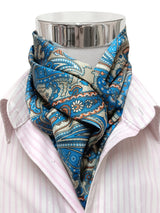 pañuelo cuello beige motivos cachemir azul