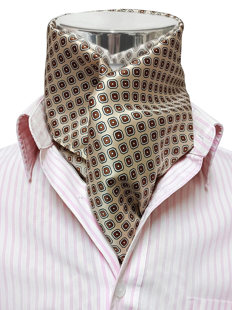 pañuelo cuello hombre beige topos fantasia