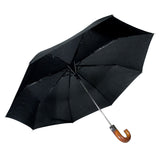 paraguas plegable negro mango madera